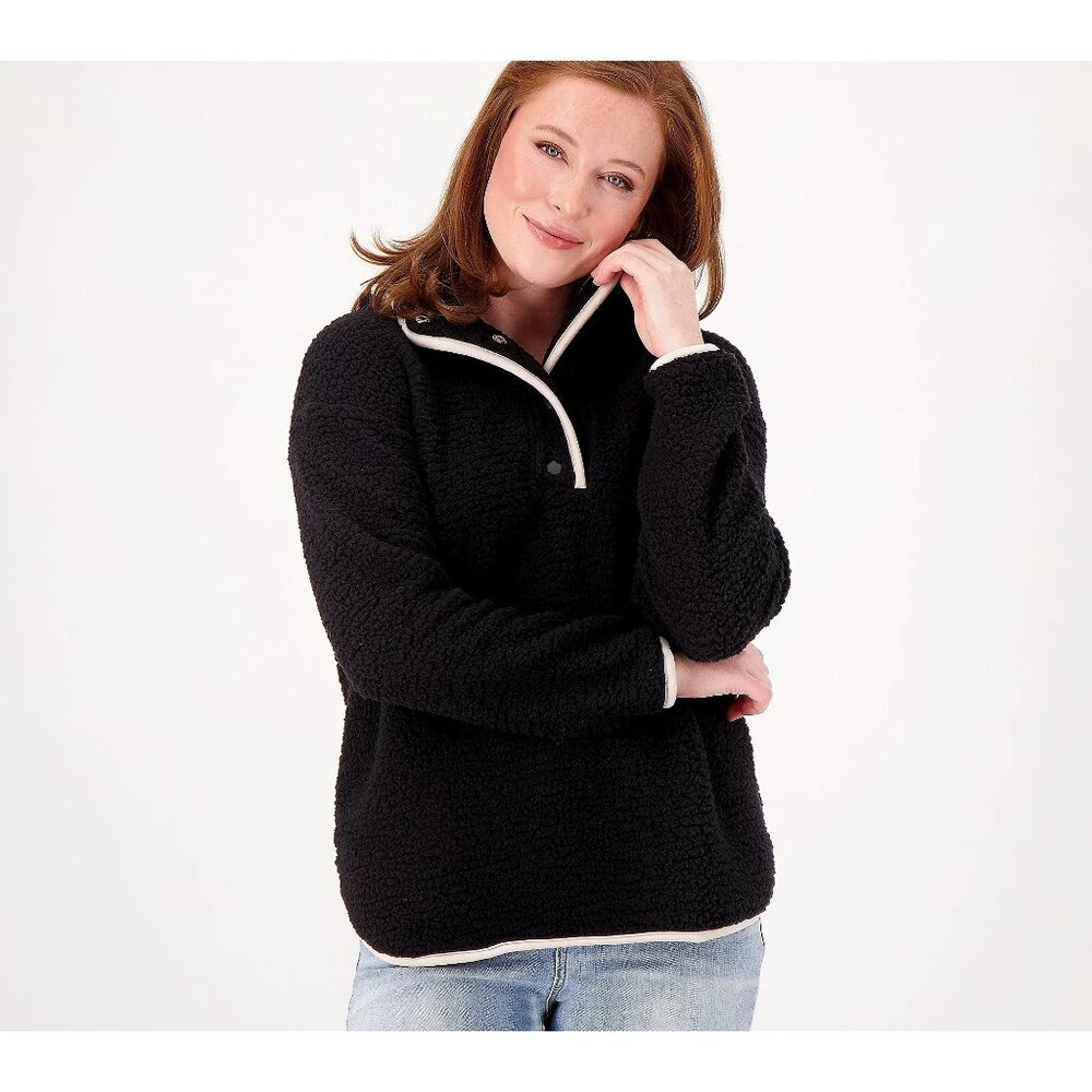 Cuddl Duds Cloud Fleece Hoodie Pullover Size XS Long Sleeve Black Soft Lounge